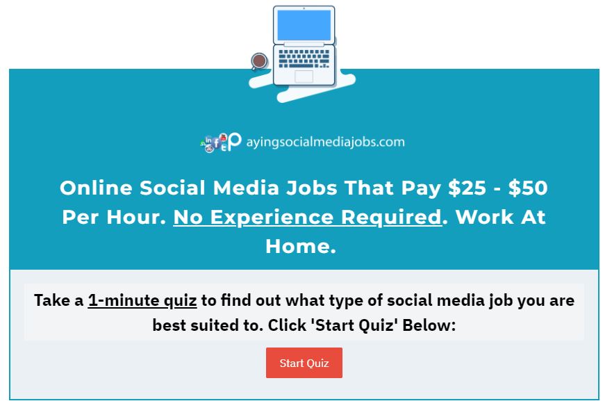 Paying Social Media Jobs 1 minute quiz